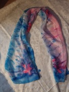 (UNIKAT)Chusta błękitno-różowa 100%jedwab.Klasyka.Dama.Kobieta.Moda 2025