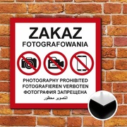 Tablica dibond ZAKAZ FOTOGRAFOWANIA 60 x 60 cm projekt zgodny z ustawą