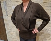 Sweter brązowy szal M (38)