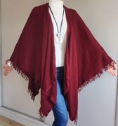 Damskie ponczo poncho narzutka burgund bordo