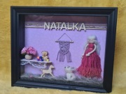 Ramka prezent handmade rękodzieło lalka ze sznurka