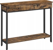 Stolik konsolowy wejściowy z 2 szufladami, stalowa rama styl industrialny