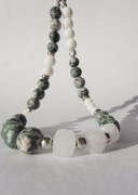 Biżuteryjna smycz do telefonu z Rodonitu i Jedeitu, breloczek gsm XS