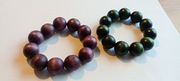 Bransoletka w stylu ludowym z drewna - fioletowa i zielona, 2 cm 