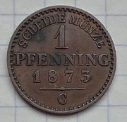#2221 Niemcy Prusy 1 fenig 1873 C piękna 