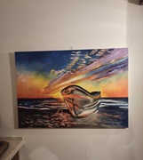 Obraz olejny łódka 