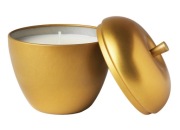 Świeca zapachowa, złote jabłko, metalowy pojemnik - prezent świąteczny