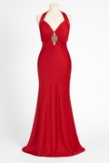 Długa suknia wieczorowa z odkrytymi plecami, czerwona, rozmiar S/M