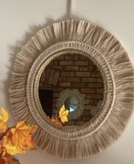 Lustro okrągłe wiszące boho makrama