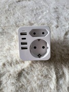 Adapter podróżny EU 6w1 , wtyczka z 3 portami Usb i 1 portem usb-C 