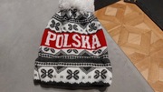 Czapka zimowa z pomponem kibica Polski patriotyczna WYPRZEDAŻ