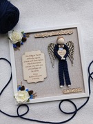 Pamiątka chrztu świętego aniołek w ramce na chrzest upominek na chrzciny