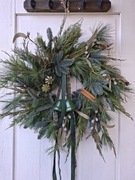 Zimowy naturalny wianek 65 cm wieniec żywy zielone gałązki Boże Narodzenie