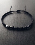 Bransoletka męska z makramy z lawą i hematytem