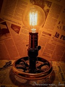 Lampa stołowa / nocna - ręczna robota (loft, industrial, steampunk).