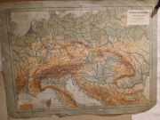 Europa Środkowa. Mapa gór i rzek. 1:5000000. 1922