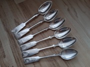 SREBRZONE ŁYŻECZKI DO KAWY FILIŻANKI FINLANDIA MUSZLA