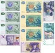 Szwecja 10 banknotów 3x 10 3x 20 3x 50 100 koron 1970-2015