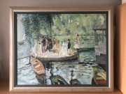 Duży obraz olejny kopia Renoir 88x72 impresjonizm La Grenouillere