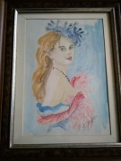 Stary portret młodej damy, sygnowany S.Norblin