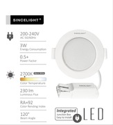 SINCELIGHT Reflektor Sufitowy LED