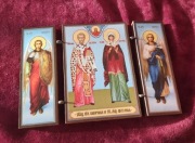 Piękna IKONA prawosławna tryptyk Archanioł Michał Gabriel Święci Cerkwi. 