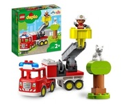 LEGO Duplo Wóz strażacki. Strażak kotek kot. Błyskające światła, dźwięki