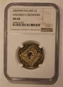 2 ZŁ ZŁOTE 2003 GN WOŚP WIELKA ORKIESTRA ŚWIĄTECZNEJ POMOCY NGC MS 68