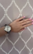 Michael Kors strebrnym zegarek szary skórzany pasek damski 
