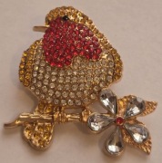 Piękna broszka przypinka ozdoba stroju KWIAT PTAK dla DAMY DIANY.