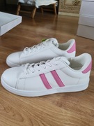 Nowe białe sneakersy z różowymi paskami rozmiar 38