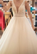 Sukienka ślubna suknia ecru S / M tiul koronka