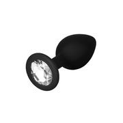 Czarny korek analny z diamentem - kryształ srebrny