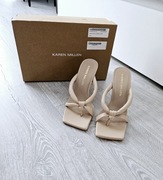Nowe skórzane klapki na obcasie Karen Millen 36