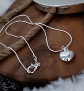 Naszyjnik żmijka srebrny serce z grawerem łańcuszek posrebrzany Silver 