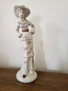 Figurka z porcelany, elegancka kobieta, vintage