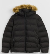 Pikowana kurtka house zimowa z kapturem odpinanym czarna