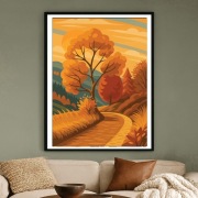 Ciepła jesienna sceneria w retro stylu  Art Deco - format 60x40cm