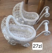 Wózek dekoracyjny biały koszyczek ozdobny do stroika dekoracji ślubnych