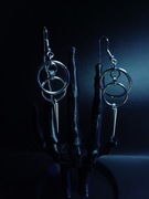 Kolczyki Gothic Y2K Srebrne Koła ze Spike Alt Grunge Dark Aesthetic