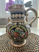 Stary ceramiczny niemiecki kufel dzban 1 1/2 L do piwa kolekcjonerski