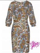 Niebiesko-brązowa sukienka ciepła we wzór paisley z kolekcji Bonprix nowa