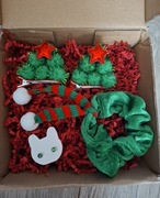 Zestaw box mikołajki święta akcesoria do włosów kolczyki zielone