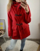 Czerwona kurtka budrysówka damska z kapturem na jesień zimę M 38 L zimowa