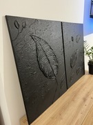 Komplet obrazów strukturalnych 60x80cm, Natura, czarne
