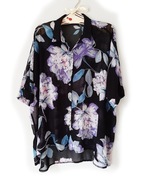 Szyfonowa Koszula Oversize Czarna Kwiaty*44/46/48