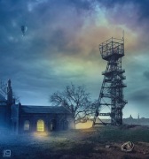 Śląsk - Katowice - Szyb Warszawa grafika 50x50cm