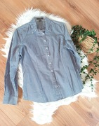 biała czarna elegancka wizytowa koszula w pasy paski biurowa do biura 