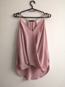 Top na ramiączkach dekolt halter pudrowy róż