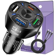 Ładowarka samochodowa 3x USB + 1x USB C - PD20W + kabelek